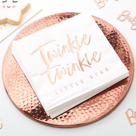 Picture of Ginger Ray® Rose Gold Paper Napkins Twinkle Twinkle