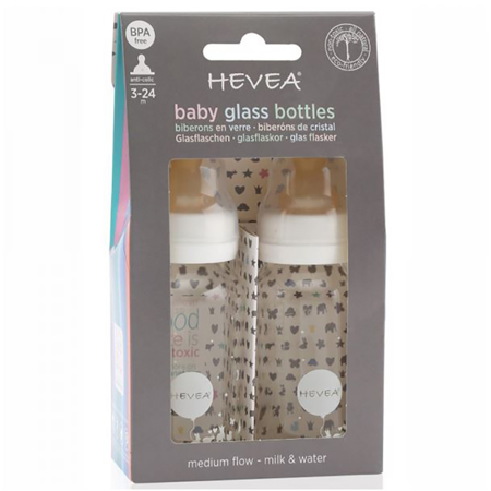 Hevea® Baby Glass bottles (2-Pack) 120 ml