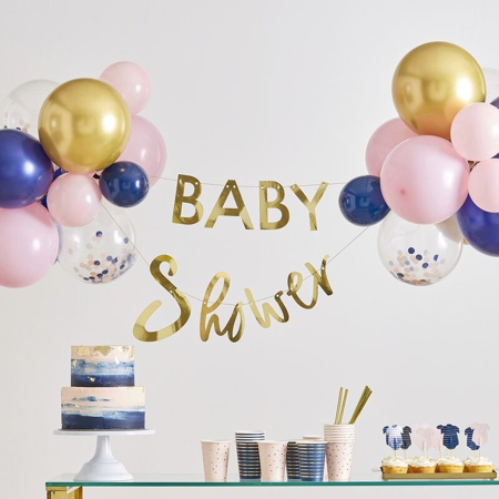 Picture of Ginger Ray® Gender Reveal - Gold Foiled 'Baby Shower' Bunting