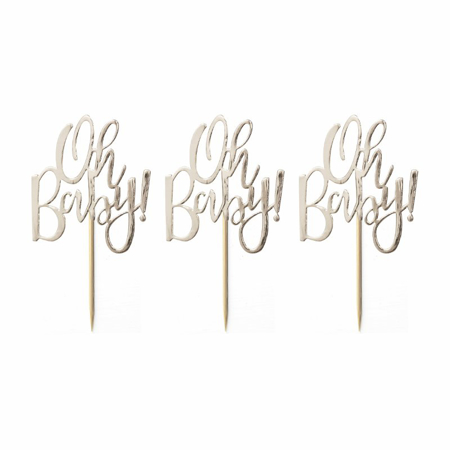 Picture of Ginger Ray® Gold Foiled Oh Baby! Cupcake Toppers Oh Baby!