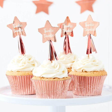 Picture of Ginger Ray® Twinkle Twinkle - Cupcake Toppers - Rose Gold