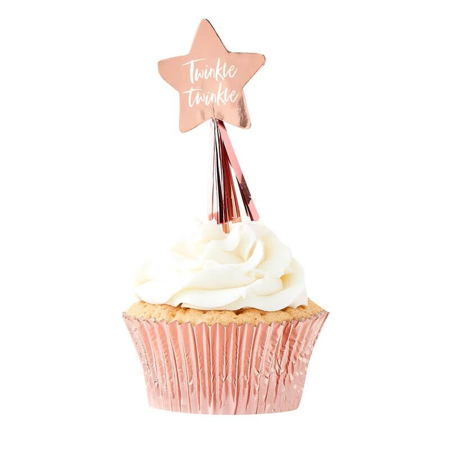 Ginger Ray® Twinkle Twinkle - Cupcake Toppers - Rose Gold