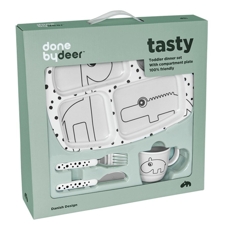 Done by Deer® Toddler dinner set, Happy dots Grey