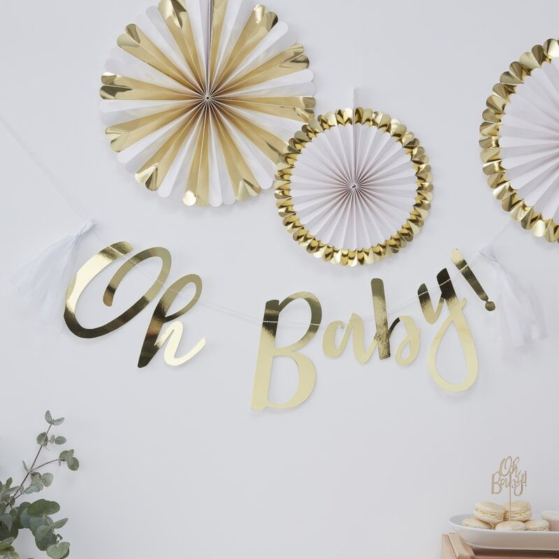Picture of Ginger Ray® Baby Shower Bunting Gold Oh Baby!