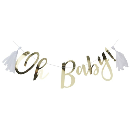 Ginger Ray® Baby Shower Bunting Gold Oh Baby!