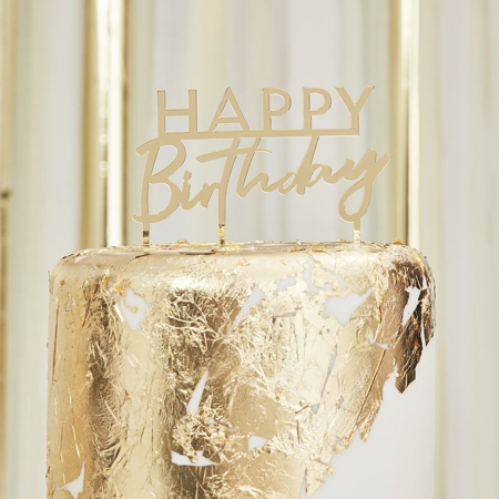 Picture of Ginger Ray® Gold Foiled Happy Birthday Cake Topper