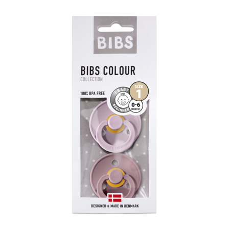 Bibs® Natural Rubber Baby Pacifier Dusky Lilac & Heather 1 (0-6m)
