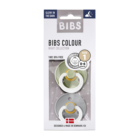 Bibs® Natural Rubber Baby Pacifier Night Sage & Cloud 1 (0-6m)