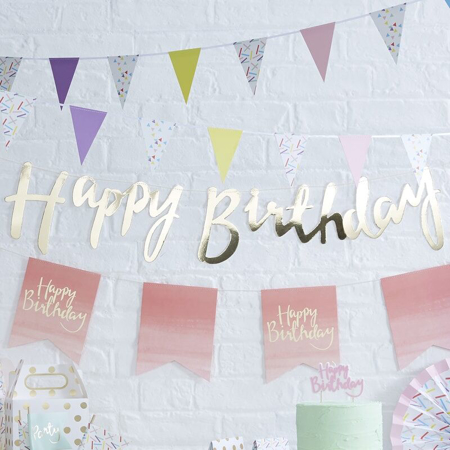 Picture of Ginger Ray® Gold Happy Birthday Bunting