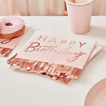 Picture of Ginger Ray® Rose Gold & Pink Ombre Fringe Paper Napkins