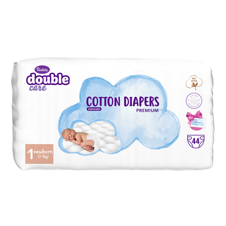 Picture of Violeta® Double Care Cotton Touch Diapers 1 Newborn (2-5 kg) 44 Pcs