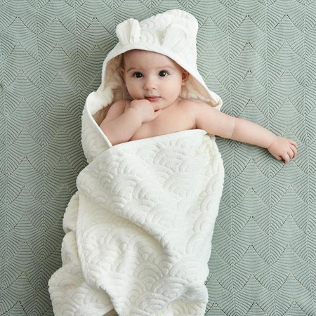 Picture of CamCam® Towel Junior Hooded w/ ears GOTS Off White 80x80