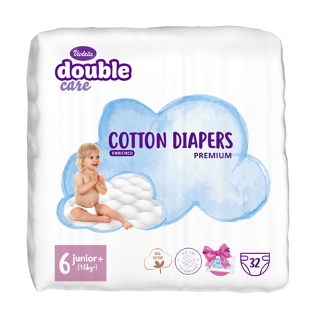 Picture of Violeta® Double Care Cotton Touch Diapers 6 (16kg+) 32 Pcs