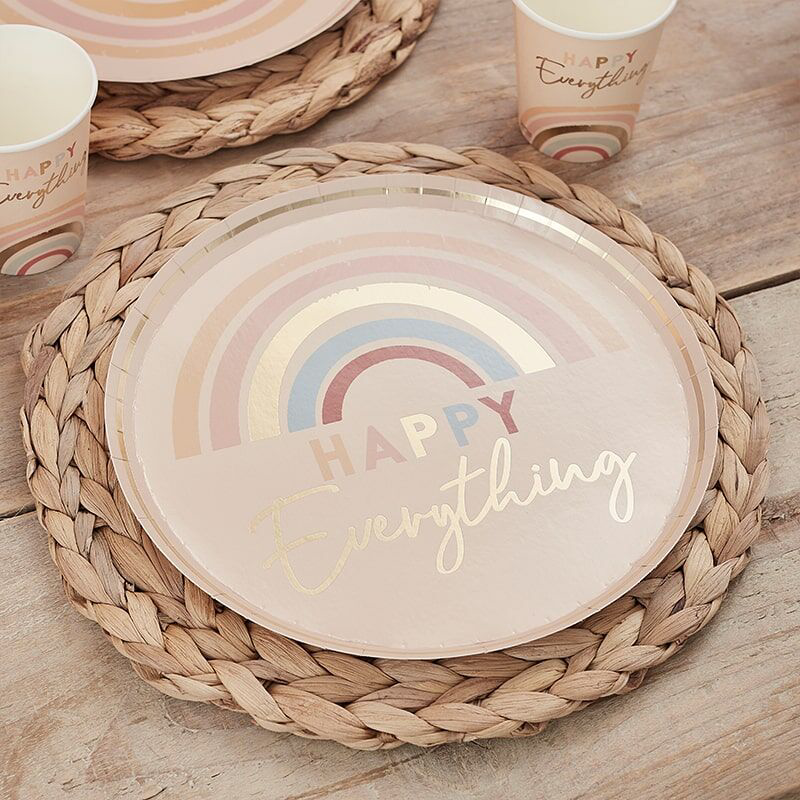 Picture of Ginger Ray® Happy Everything Natural Rainbow Plates