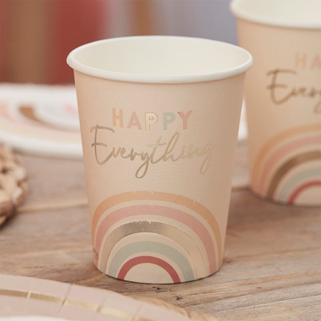 Picture of Ginger Ray® Happy Everything Natural Rainbow Birthday Party Cups