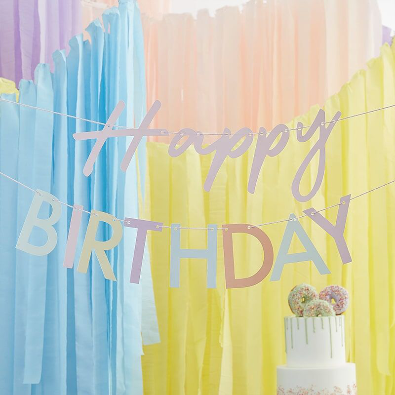 Picture of Ginger Ray® Bunting Mix It Up Happy Birthday Pastel