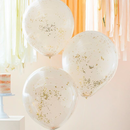 Picture of Ginger Ray® Confetti Balloons  Double Stuffed Peach Gold 