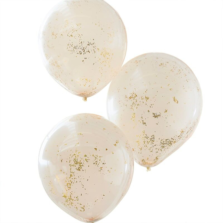 Ginger Ray® Confetti Balloons  Double Stuffed Peach Gold 