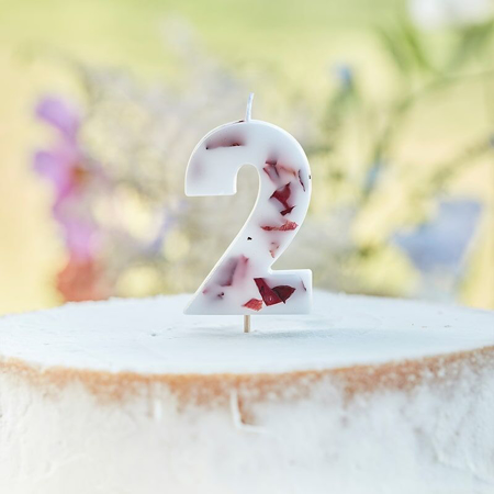 Picture of Ginger Ray® Pressed Petal Birthday Cake Candle Number 2