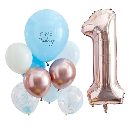  Ginger Ray® Balloons  Mix It Up  Blue and Rose Gold 1 Today 