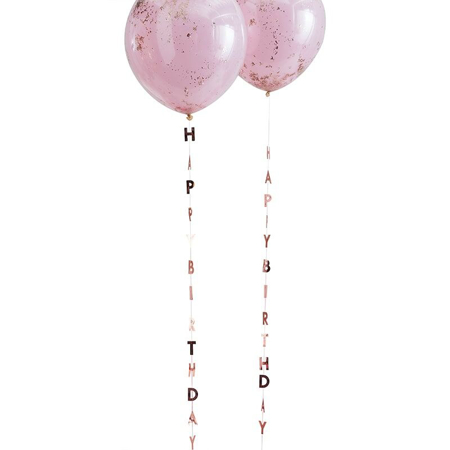 Ginger Ray®  Balloon Tails Happy Birthday Mix It Up Rose Gold