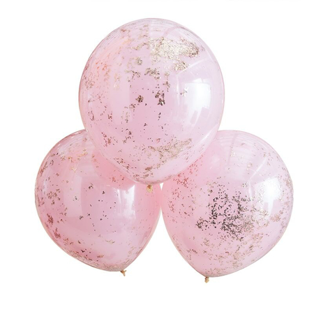 Ginger Ray® Confetti Balloons Double Stuffed Pink Rose Gold