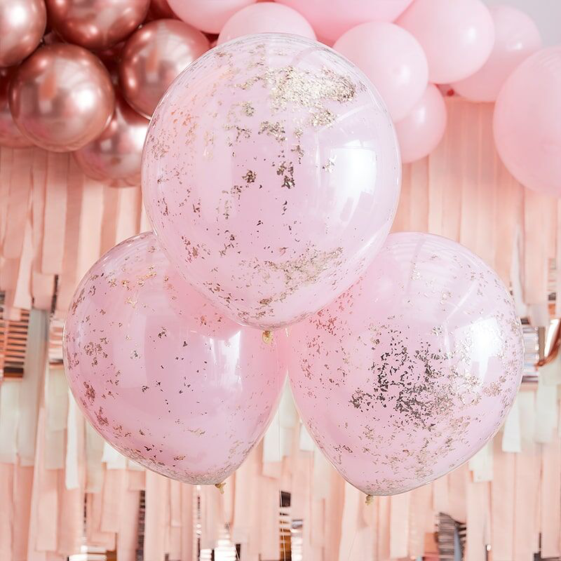 Picture of Ginger Ray® Confetti Balloons Double Stuffed Pink Rose Gold