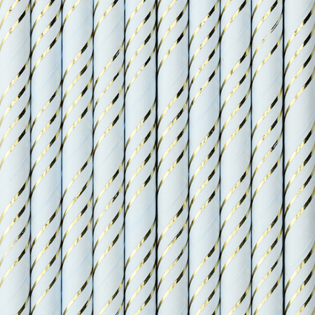 Party Deco® Paper Straws Party Light Blue 10 pcs