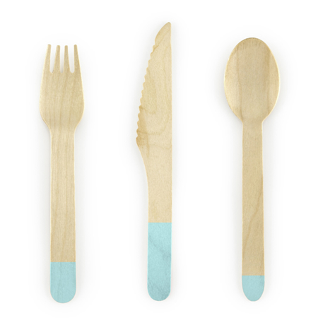 Picture of Party Deco® Wooden Cutlery Mint 18 pcs