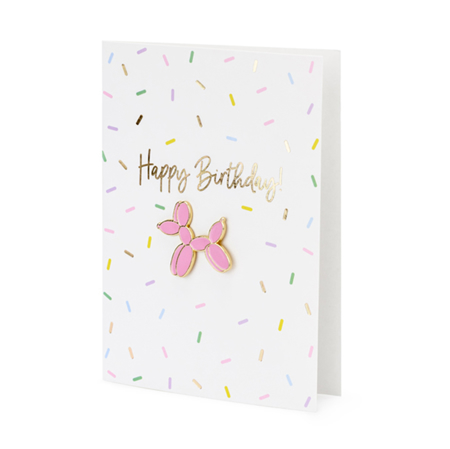 Picture of Party Deco® Birthday Card with enamel pin Ballon Dog