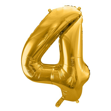 Picture of Party Deco® Party ballon number 4 Gold