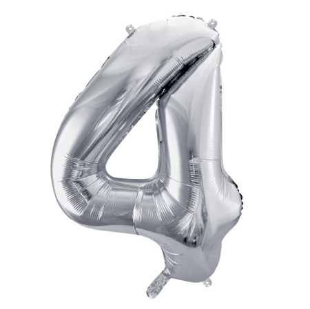 Picture of Party Deco® Party ballon number 4 Silver