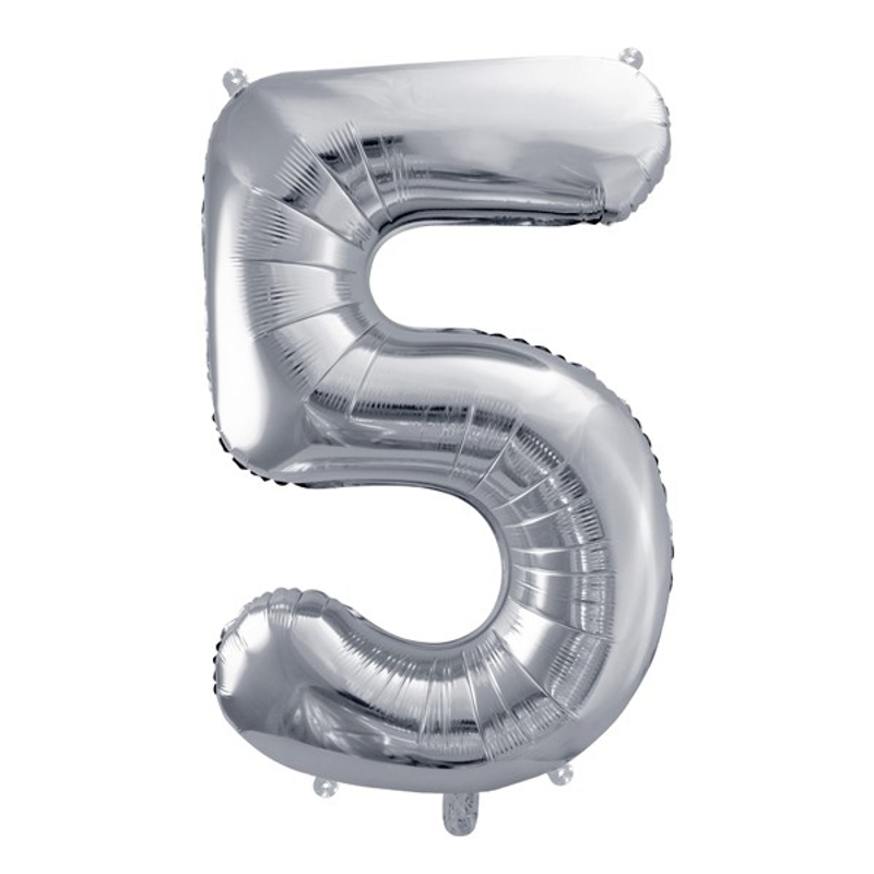 Picture of Party Deco® Party ballon number 5 Silver