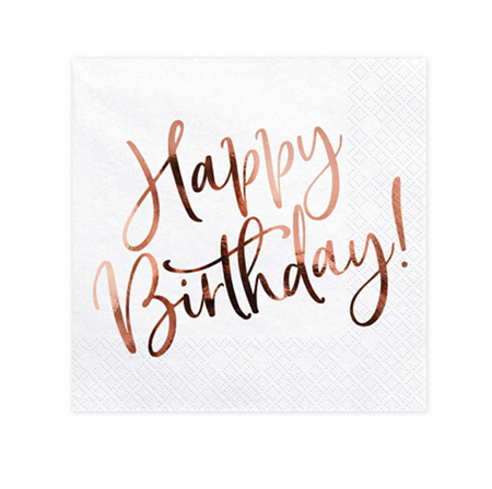 Picture of Party Deco® Napkins 3 layers Happy Birthday White 20 pcs.