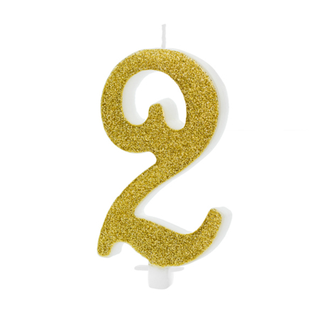 Picture of Party Deco® Birthday Candle Number 2 Gold