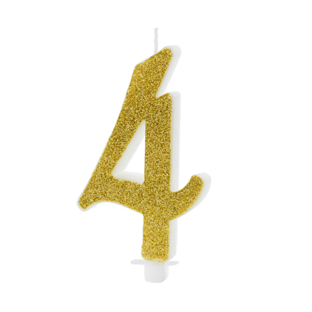 Picture of Party Deco® Birthday Candle Number 4 Gold