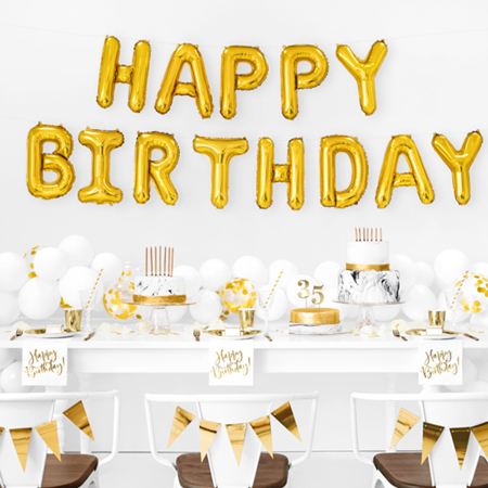 Party Deco® Ballons Happy Birthday Gold