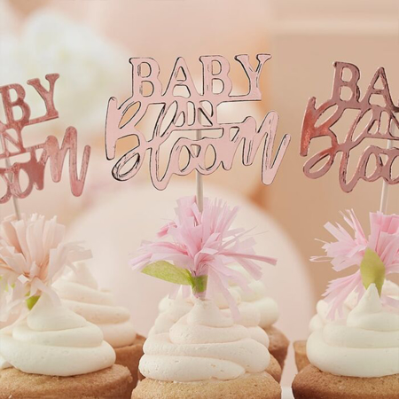 Picture of Ginger Ray® Cupcake Toppers Baby in Bloom 12 pc