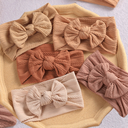 Picture of Elastic Cable bow Headband BOHO Baby Pink