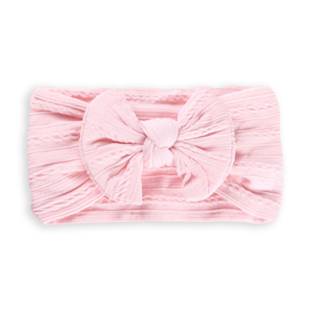 Picture of Elastic Cable bow Headband BOHO Baby Pink