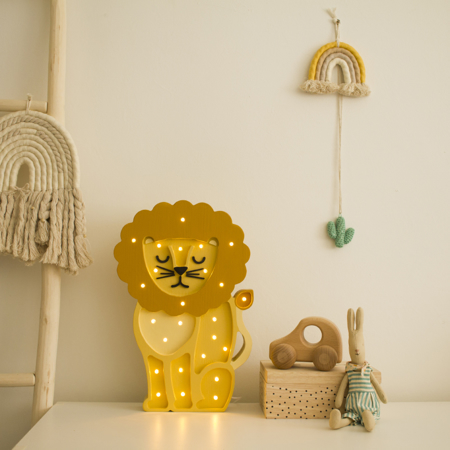 Little Lights® Handmade wooden lamp Lion Yellow