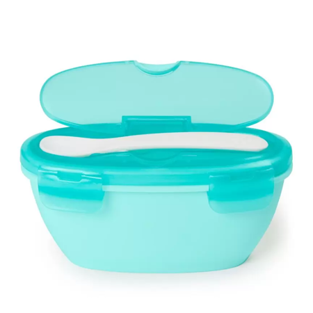 Picture of Skip Hop® Easy-Serve Travel Bowl & Spoon- Grey/Soft Teal