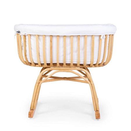 Childhome® Rattan Cradle + Jersey Cover Off White + Mattress + Rocking bars