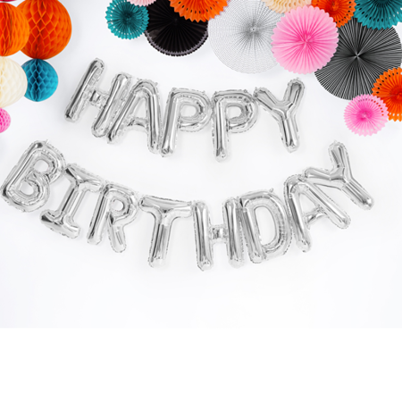 Party Deco® Ballons Happy Birthday Silver