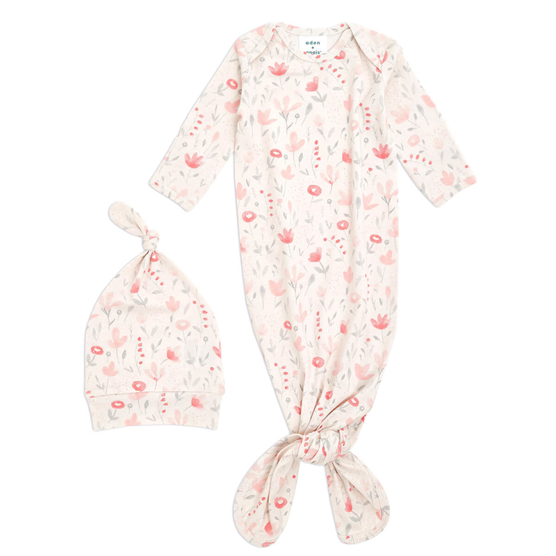 Picture of Aden+Anais® Comfort knit™ newborn gift set knotted gown + infant hat (0-3M) Perennial