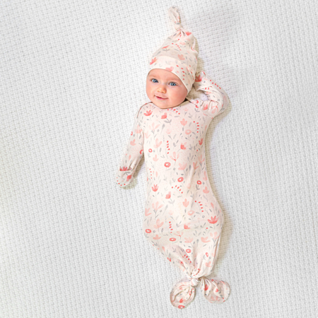 Picture of Aden+Anais® Comfort knit™ newborn gift set knotted gown + infant hat (0-3M) Perennial