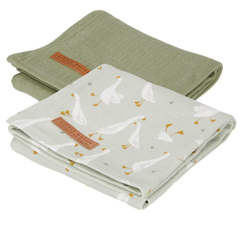 Picture of Little Dutch® Swaddles Little Goose/Pure Olive 70x70