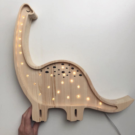 Picture of Little Lights® Handmade wooden lamp Dino Diplodocus Jurassic Wood