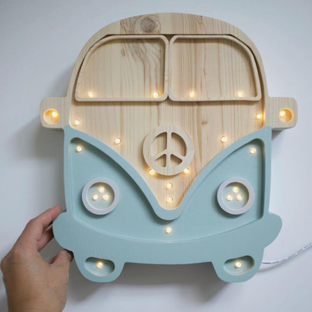 Picture of Little Lights® Handmade wooden lamp Van Mint