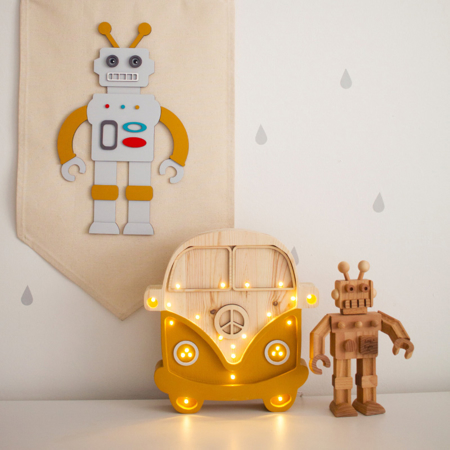 Picture of Little Lights® Handmade wooden lamp Van Mustard